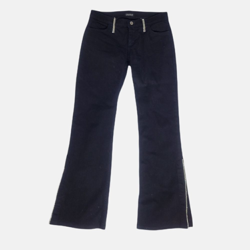 Y2K ALLEN B rhinestone jeans bling split leg black flare 27‎